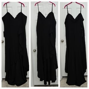 Black Spaghetti Strap Cocktail Ruffle Mermaid Dress 4X